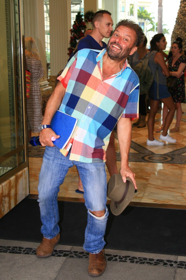 Martin Roberts larked around as he left the hotel for the last time
