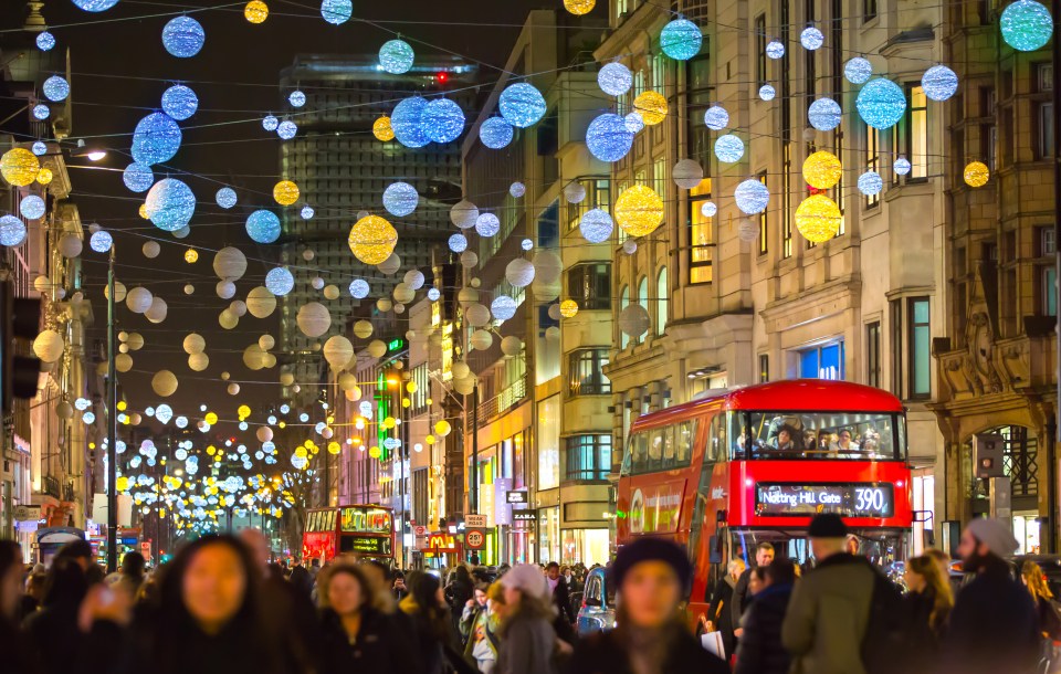 Oxford street at Christmas time, London