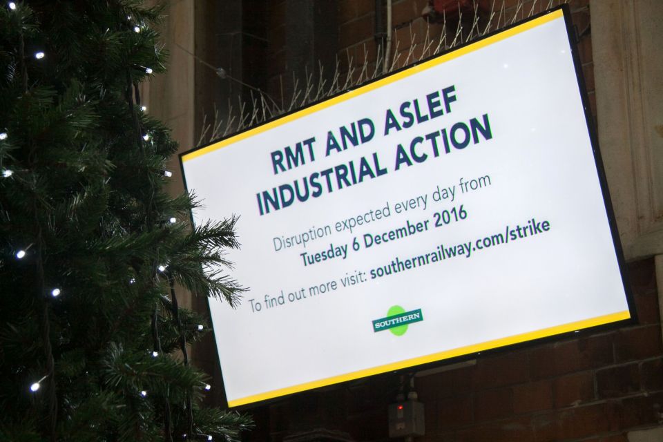 Southern Rail Strike, London, UK - 12 Dec 2016