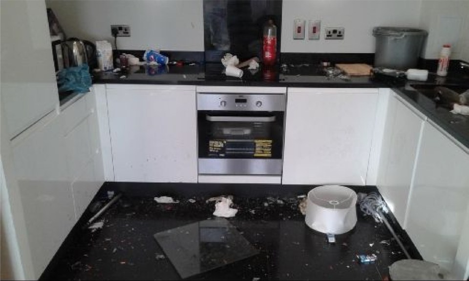 Kitchen lay in ruins after the three-day bender