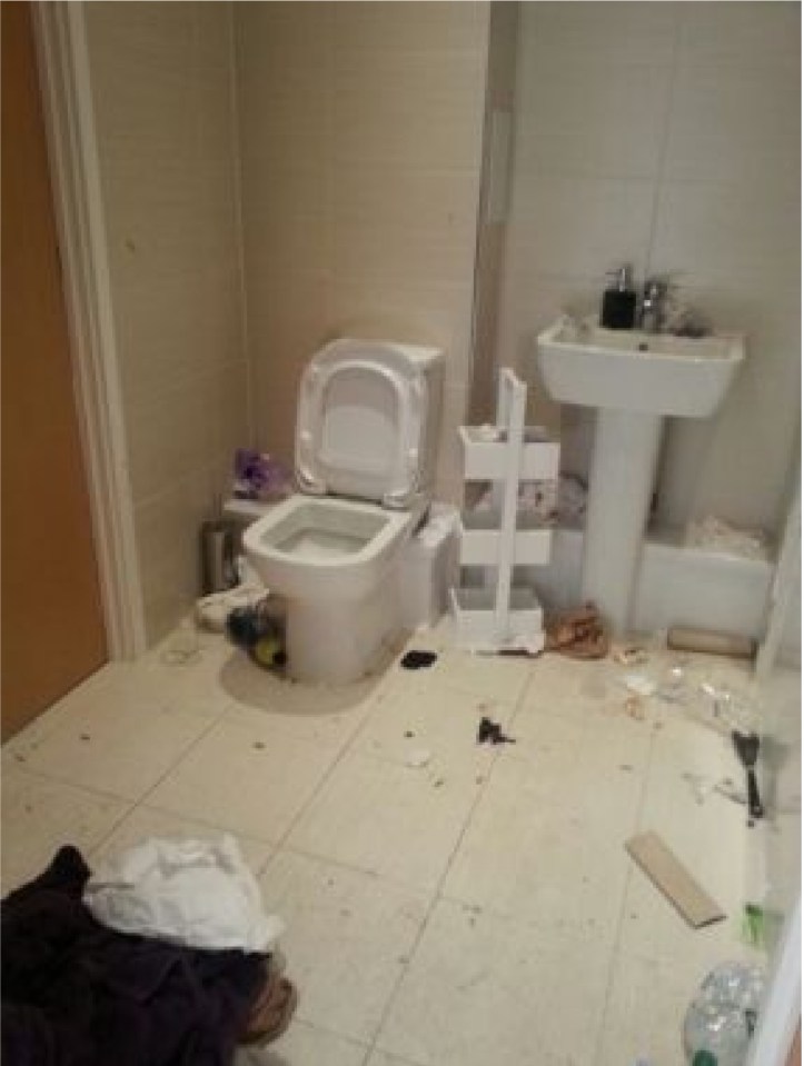  Drug paraphernalia, bottles and rubbish were strewn across the floor
