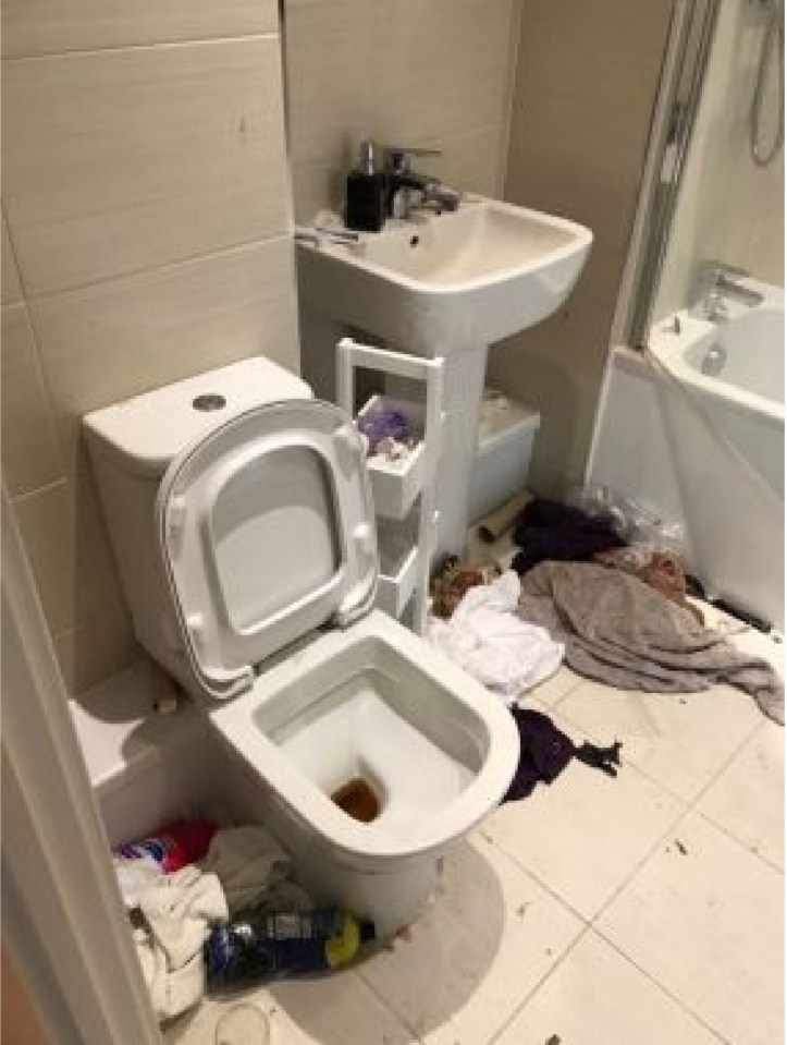  Bathroom lay in tatters after the mob threw boozy bash