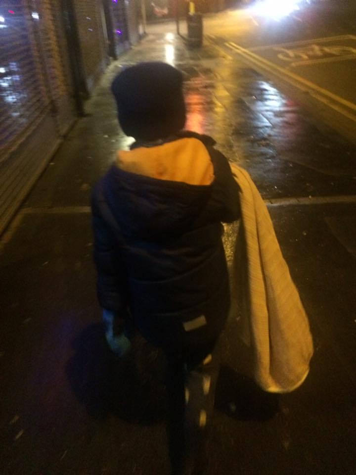 A furious commuter posted a picture of her six-year-old son walking to school in the dark wearing his pyjamas