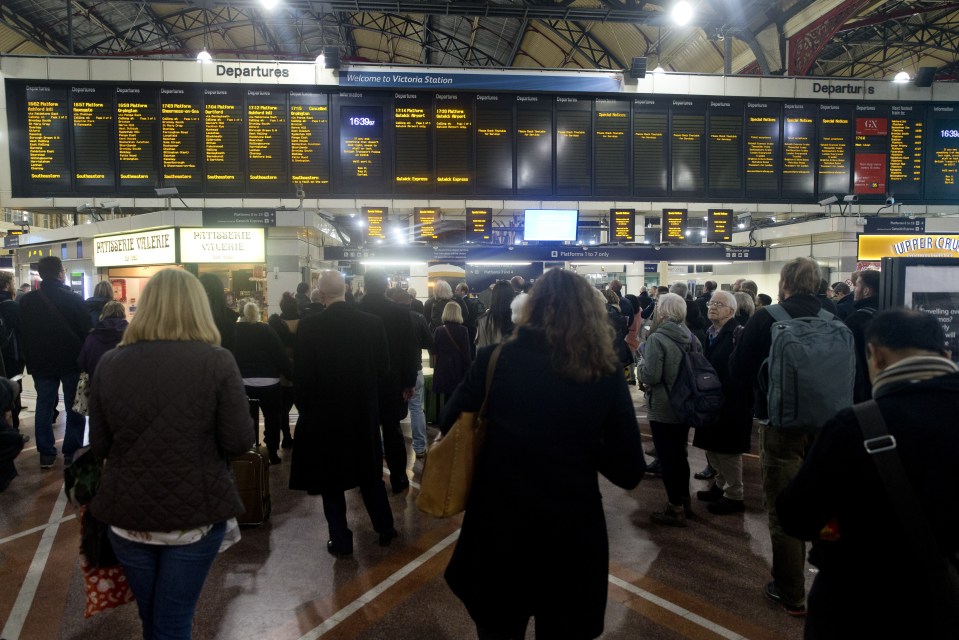 People at Victoria station try to figure out a way to get home this evening