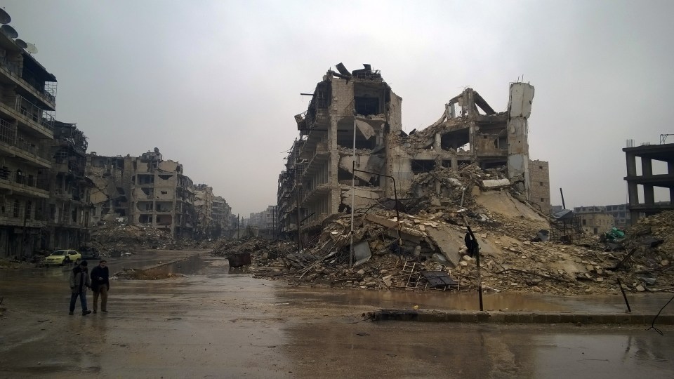 War-torn buildings in the city of Aleppo, where women are reportedly killing themselves to escape being raped
