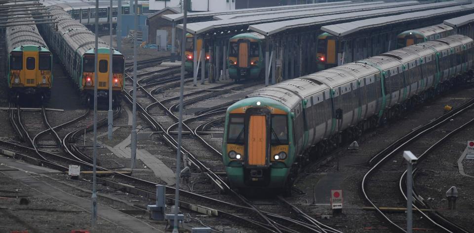  Trains sit empty in the depot as Southern Rail drivers walk out again today