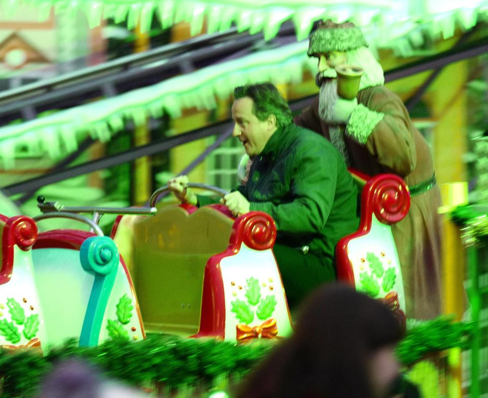 There were some white knuckle moments as he rode the kids' rollercoaster by himself