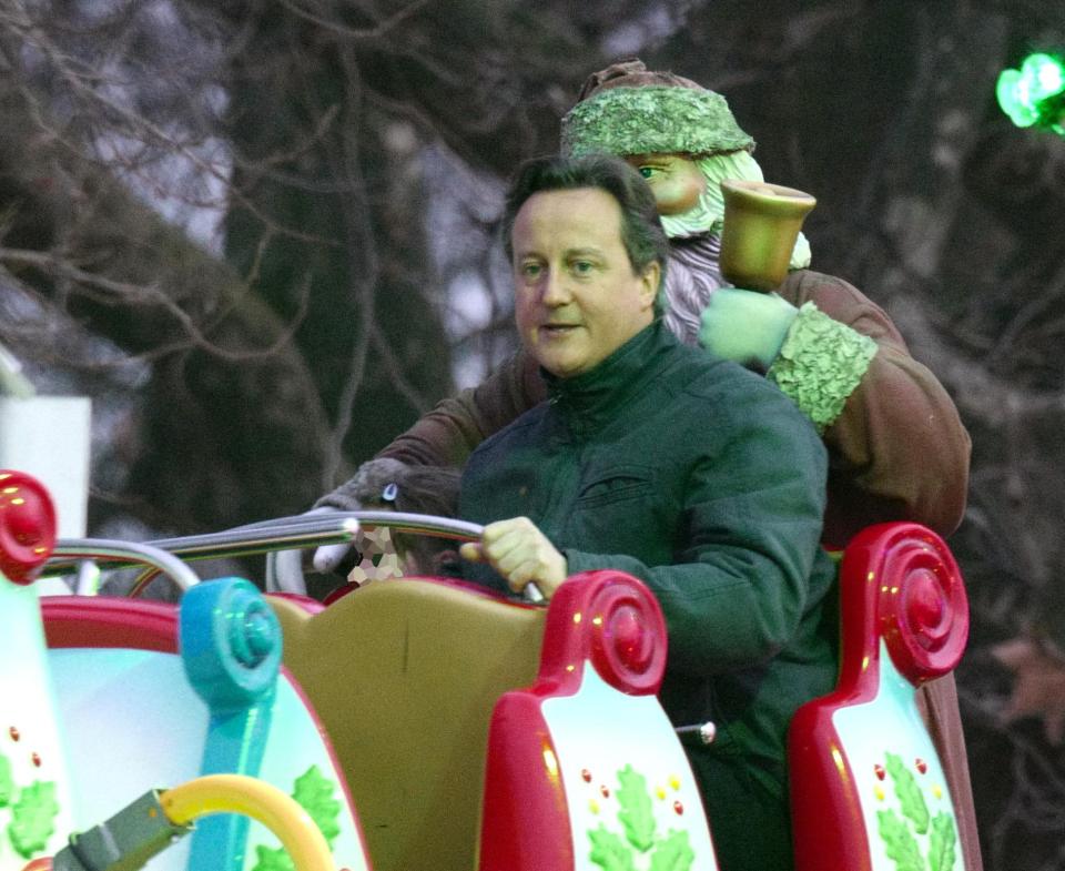 David Cameron was spotted enjoying some of the rides at Winter Wonderland on Sunday