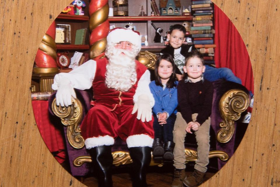  The Westfield Santa with the Besnik children; Jasper, 5, Jasmine, 5, and Joshua (back right)