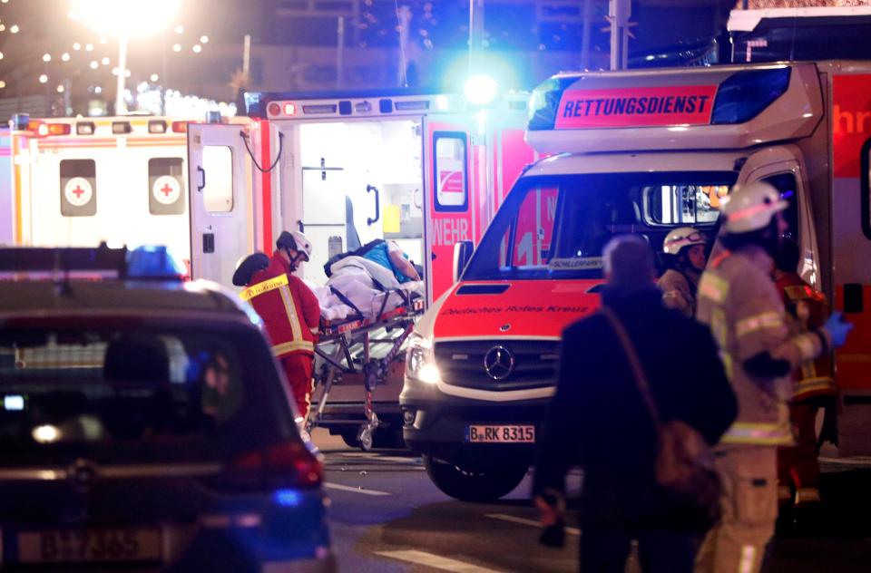  Casualties could be seen being loaded into ambulances after the horror attack