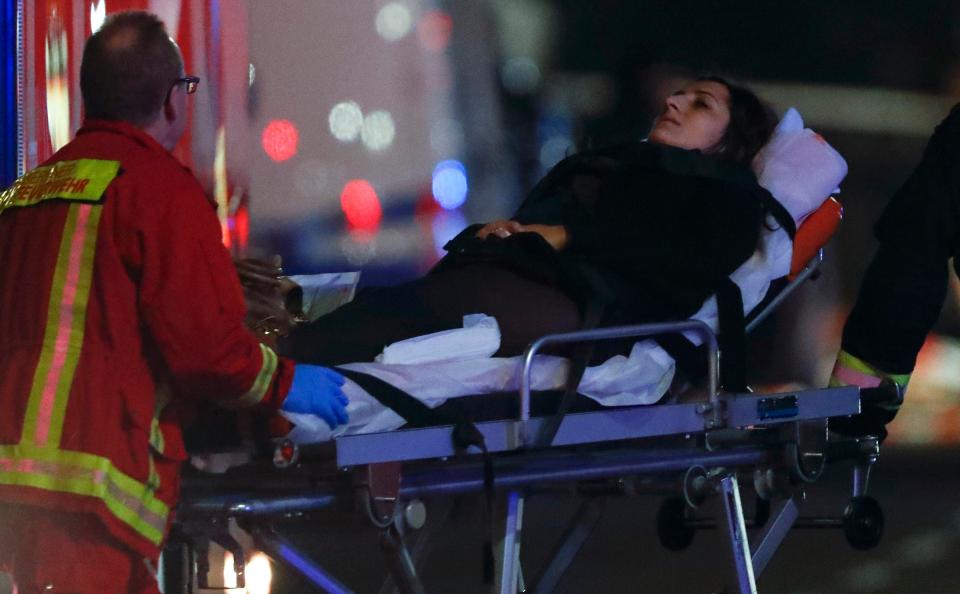 A casualty from Monday night is taken to hospital 