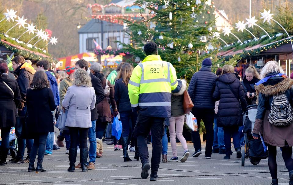 Security officers were seen patrolling the site att London's Hyde Park today