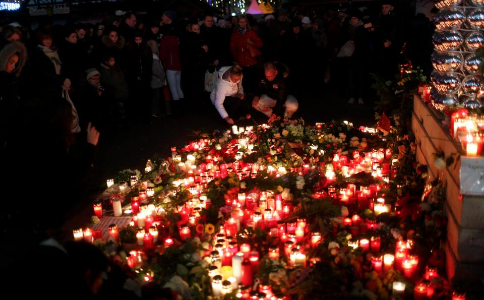 Candles lining street of Berlin