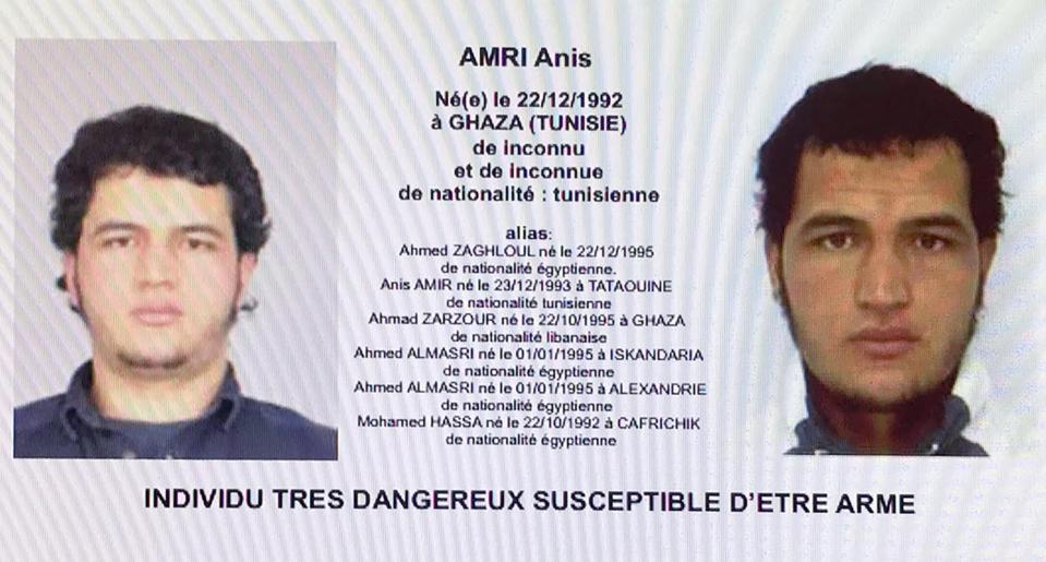  German authorities issued a wanted posted as they desperately tried to track down Amri