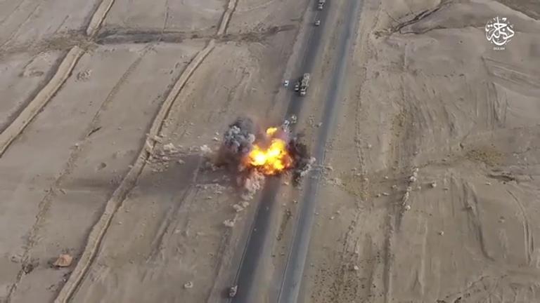  This explosion targeted a convoy on one of Iraq's highways