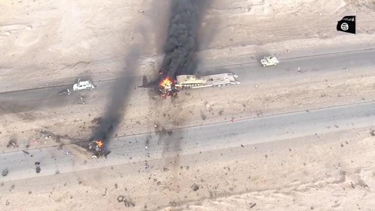  This military convoy was left devastated by one filmed attack