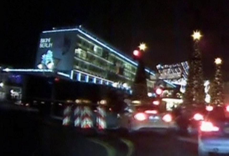 The lorry can be speeding past stationary cars in dashcam footage shot by another driver