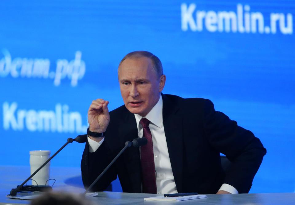 Vladimir Putin responded to Trump's tweet today saying Russia is 'stronger than any aggressor'