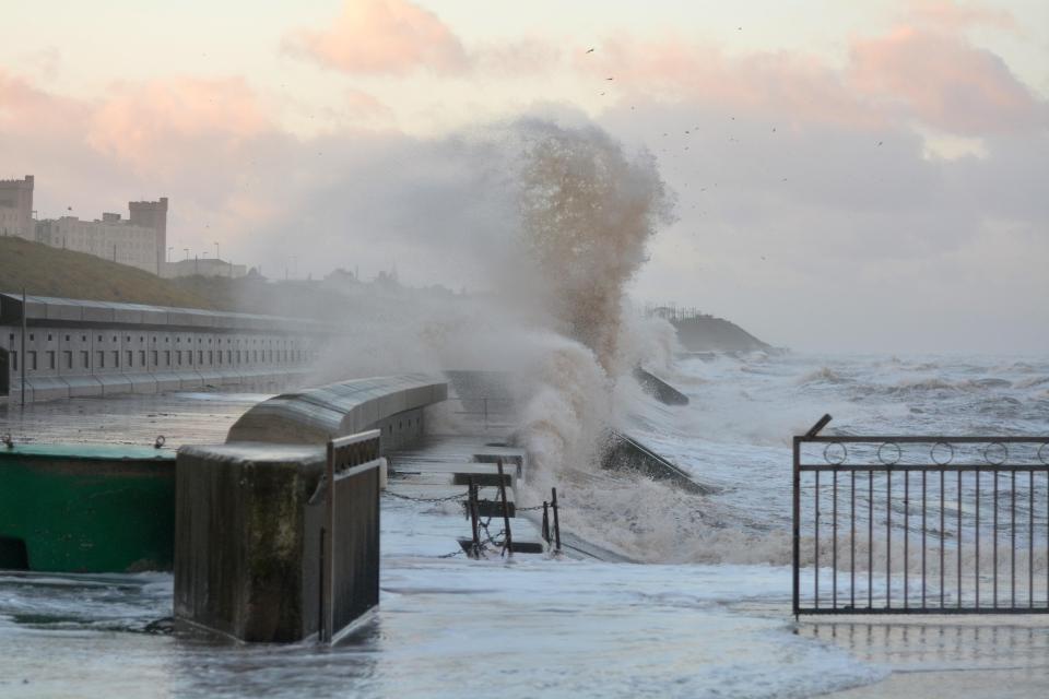 Storm Conor battered the coastline of Cleveleys, Lancs on Boxing Day with huge waves
