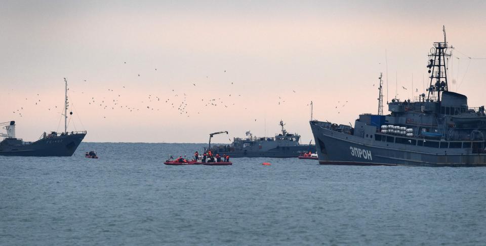 Rescue workers have been scouring the sea looking for bodies and debris 