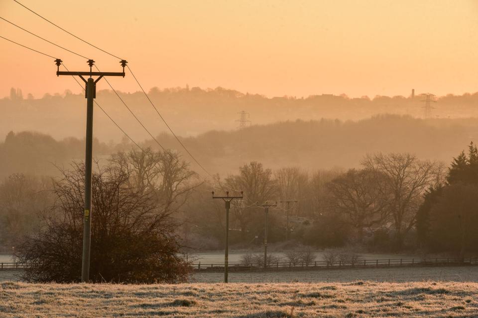  The north of the country was affected by the drop in temperature as fog and frost covered fields in Leeds