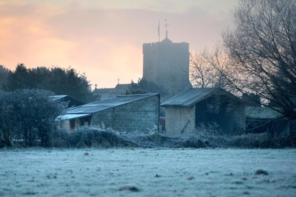 Frosty morning in the village of Ripe, East Sussex at temperatures drop
