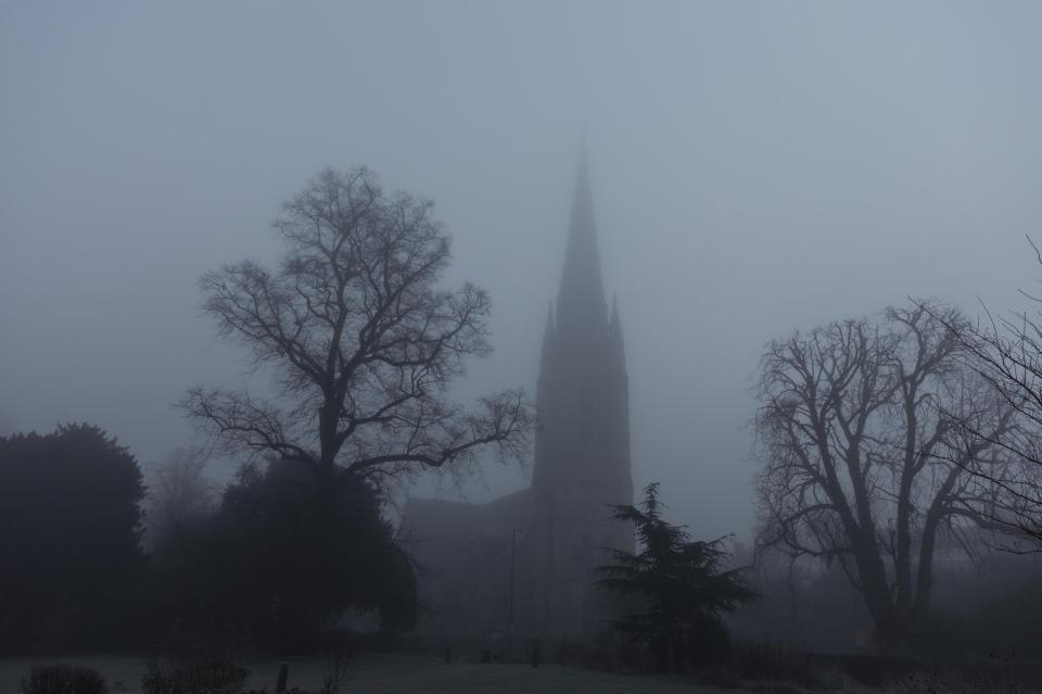  Clissold Park in Stoke Newington, London, was covered by thick fog this morning