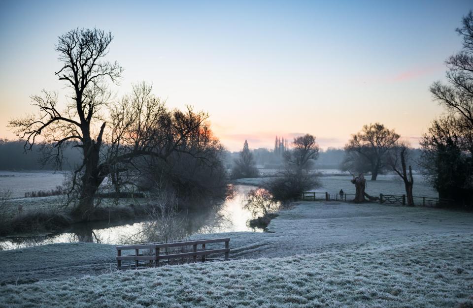  The River Cam cuts a serene path through the frosty meadows at Granchester near Cambridge