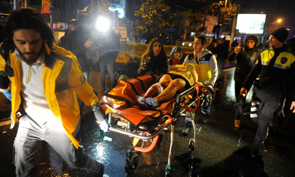 Paramedics were seen rushing the wounded to waiting ambulances