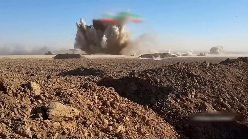  A huge explosion erupts from the ground after the accidental crash