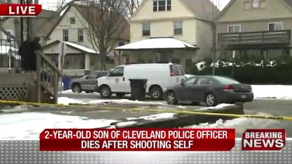 Emergency services outside the home where the child shot himself