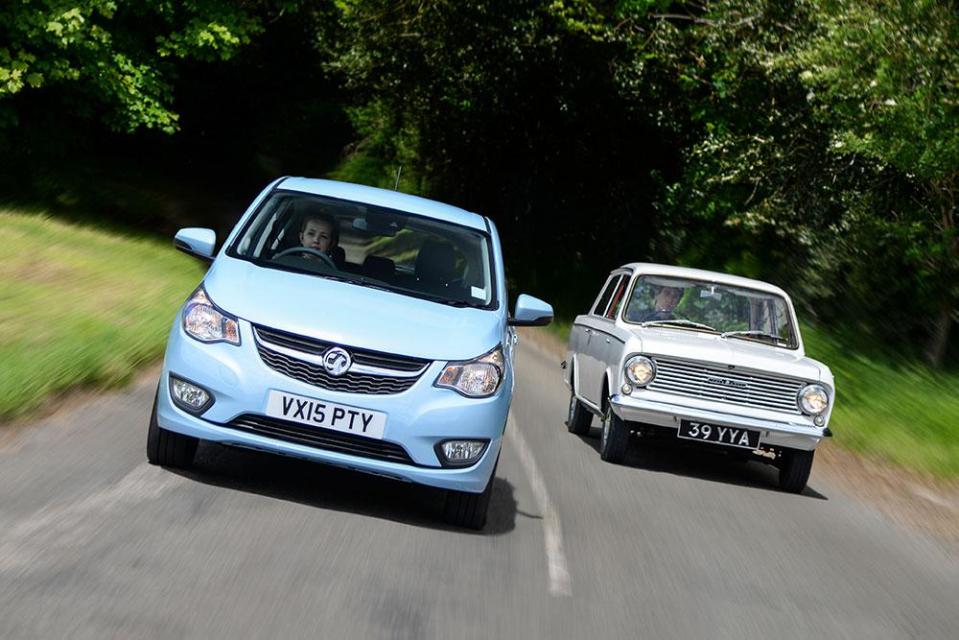  Then and now... The original Vauxhall Viva, right, and the latest model