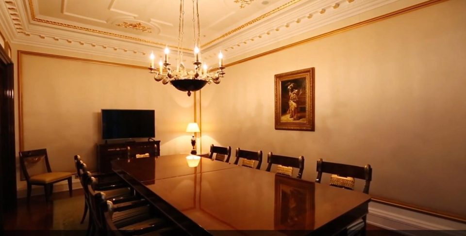  The Ritz-Carlton website explains the suite has a "board room or dining room" with high security standards