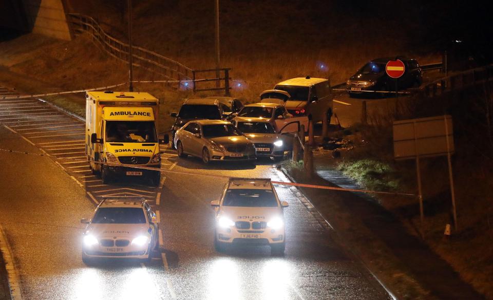 The slip roads east and west bound at junction 24 of the M62 remain closed because of the huge police presence following the shooting