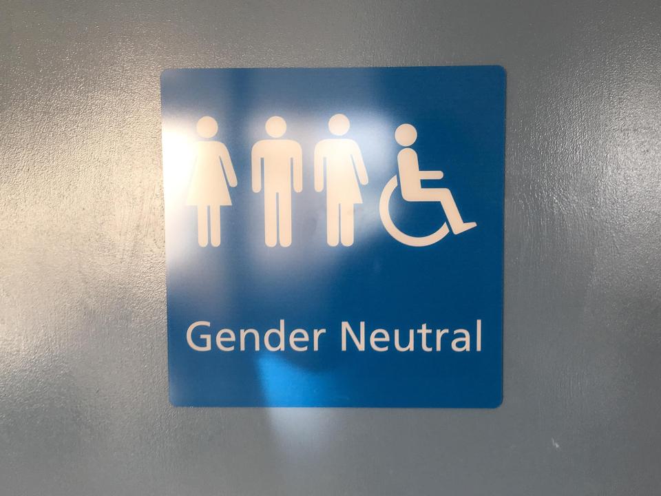  Sandwell and West Birmingham Hospitals NHS Trust spent £1,265 to change signs which now show symbols for men, women, disabled people and the gender neutral - second from right