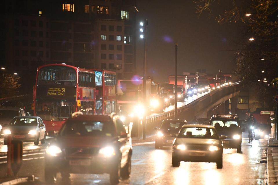 Long queues of traffic were already waiting to get into London at 7am