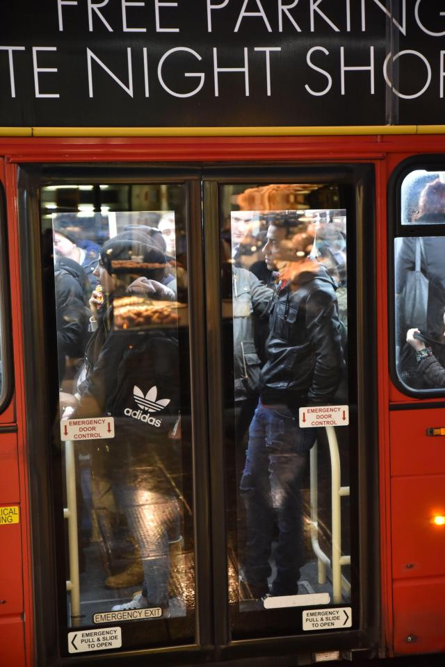 Commuters packed buses full
