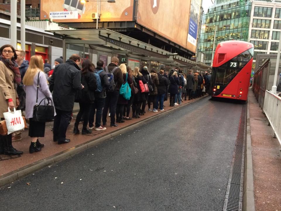 Huge lines of people were forced to wait for ways to get to work this morning without the tube