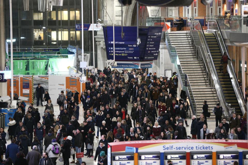 Commuters at Waterloo Station struggle to get home tonight