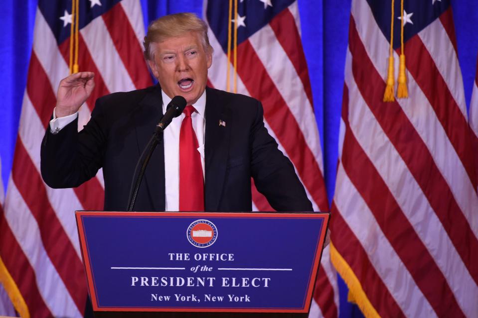  Trump hit back at the outrageous claims during a press conference today