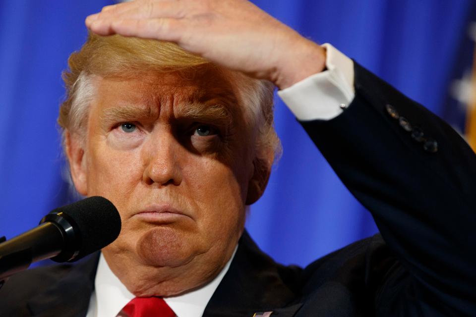  Trump took on a combative tone in the conference as he lambasted media outlets who published the claims made about him