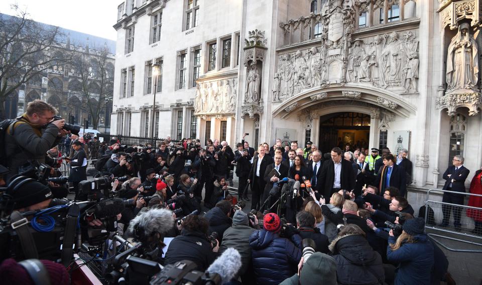  Gina Miller delivered a statement on the court ruling to hundreds of photographers and journalists