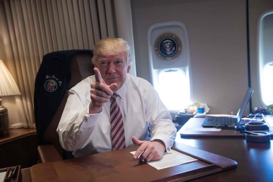  Earlier President Trump flew into Philadelphia on Air Force One, his first time on the presidential plane