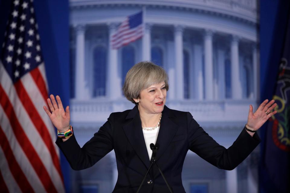  Theresa May made a pitch for closer ties to the US at a speech to Republicans in Philadelphia
