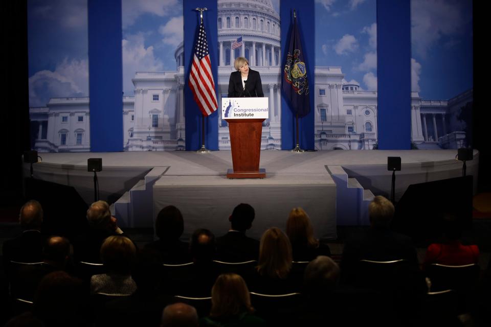  Mrs May's address is the first time a serving foreign head of government has spoken to Republicans at their 'away day'