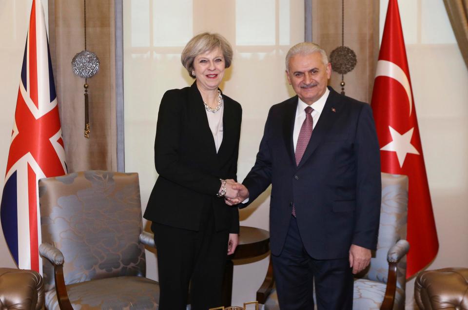 Theresa May Turkey's Prime Minister Binali Yildirim