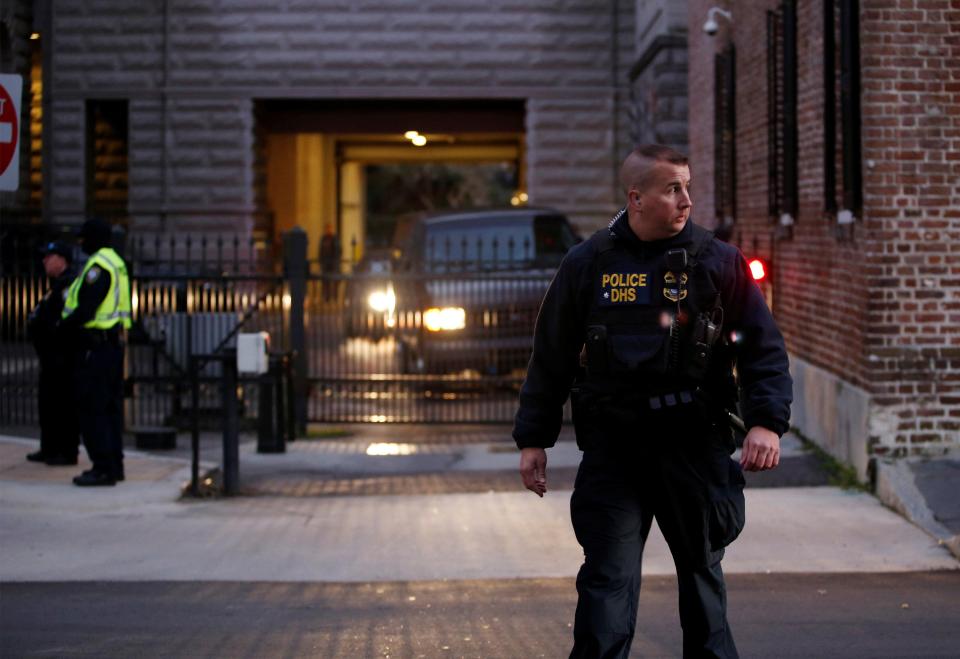  Cops stood guard on the street