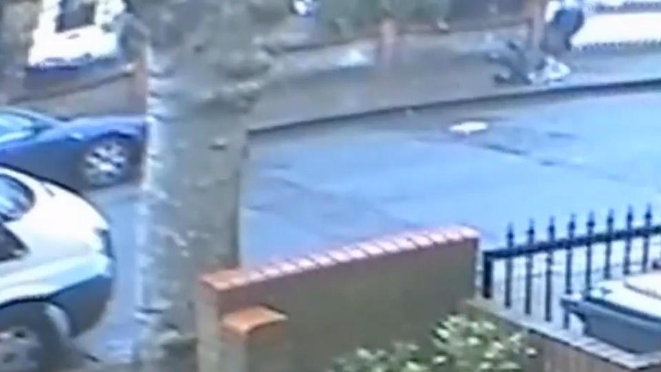 The man fled on foot after pushing the young mother over
