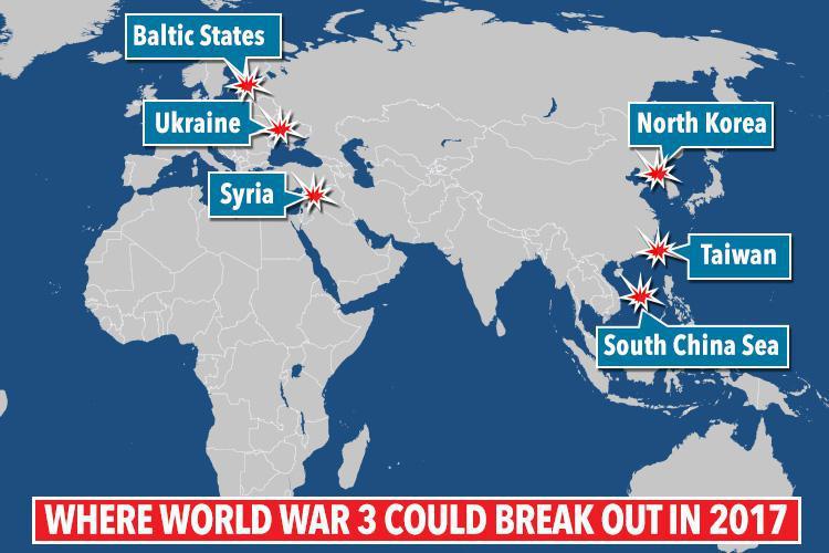 This map illustrates potential World War 3 flashpoints in 2017
