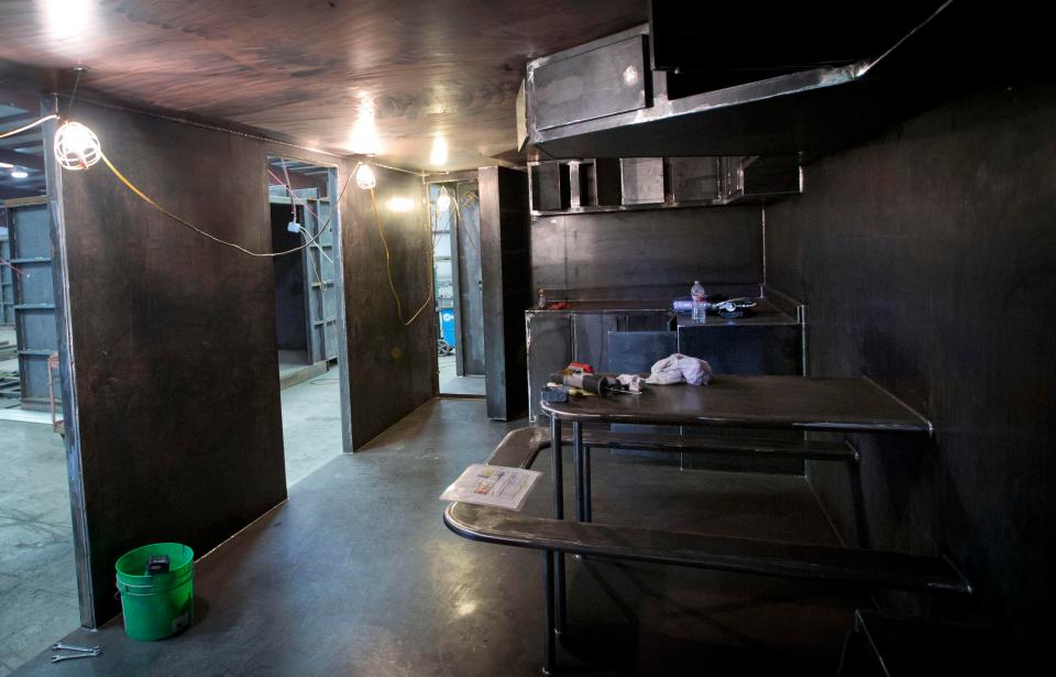 This photo shows a bomb shelter under construction at Rising S Company ...it will be fitted out with furnishings later